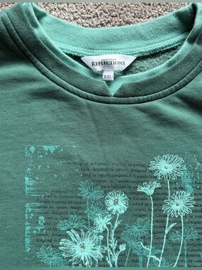 Vintage Northern Reflections Green Floral Graphic Sweatshirt Womens - XXL